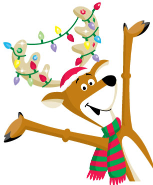 Cartoon Reindeer with decorated antlers